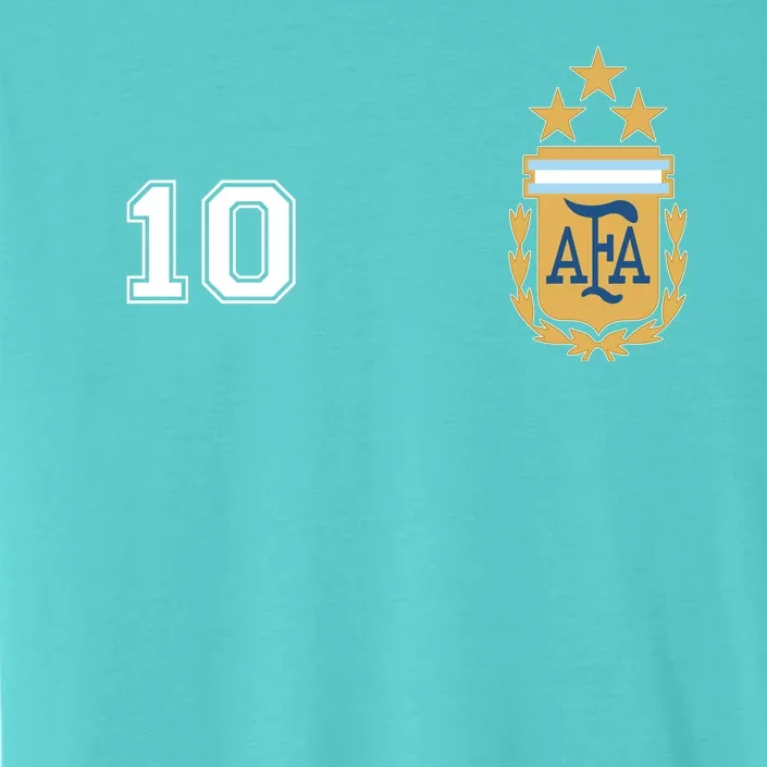 Number 10 Argentina Soccer Jersey Argentinian Football 3 Star Logo ChromaSoft Performance T-Shirt