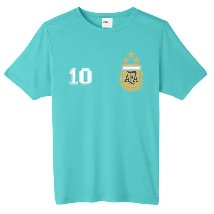 Number 10 Argentina Soccer Jersey Argentinian Football 3 Star Logo ChromaSoft Performance T-Shirt