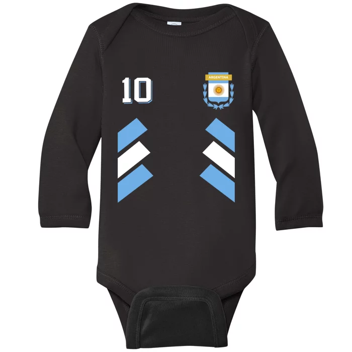 Number 10 Argentina Soccer Jersey Argentinian Football Baby Long Sleeve Bodysuit