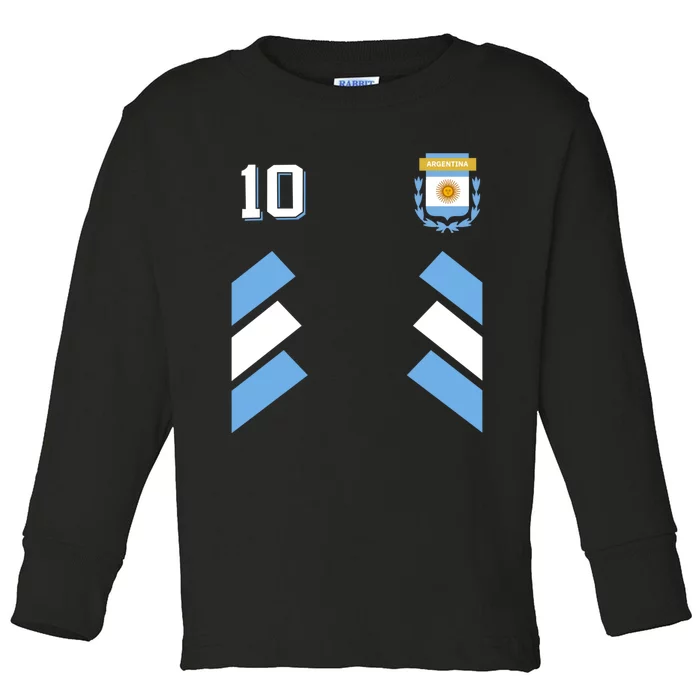 Number 10 Argentina Soccer Jersey Argentinian Football Toddler Long Sleeve Shirt