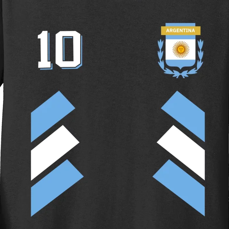 Number 10 Argentina Soccer Jersey Argentinian Football Kids Long Sleeve Shirt