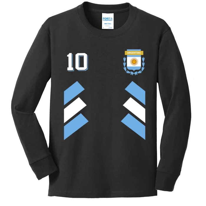 Number 10 Argentina Soccer Jersey Argentinian Football Kids Long Sleeve Shirt