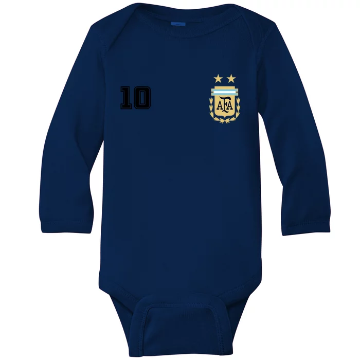 Number 10 Argentina Soccer Jersey Argentinian Football Baby Long Sleeve Bodysuit