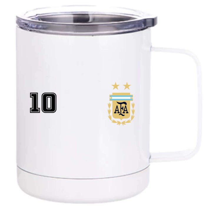 Number 10 Argentina Soccer Jersey Argentinian Football Front & Back 12oz Stainless Steel Tumbler Cup