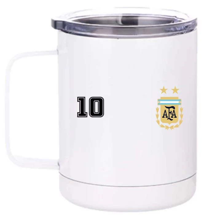 Number 10 Argentina Soccer Jersey Argentinian Football Front & Back 12oz Stainless Steel Tumbler Cup