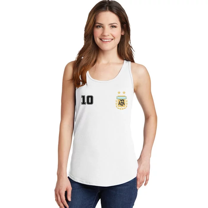 Number 10 Argentina Soccer Jersey Argentinian Football Ladies Essential Tank