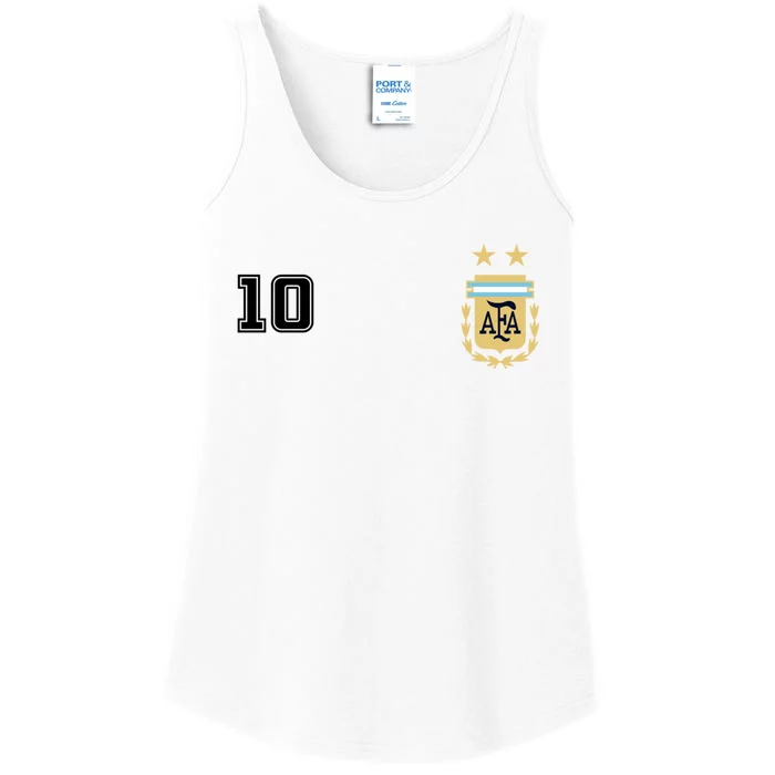 Number 10 Argentina Soccer Jersey Argentinian Football Ladies Essential Tank