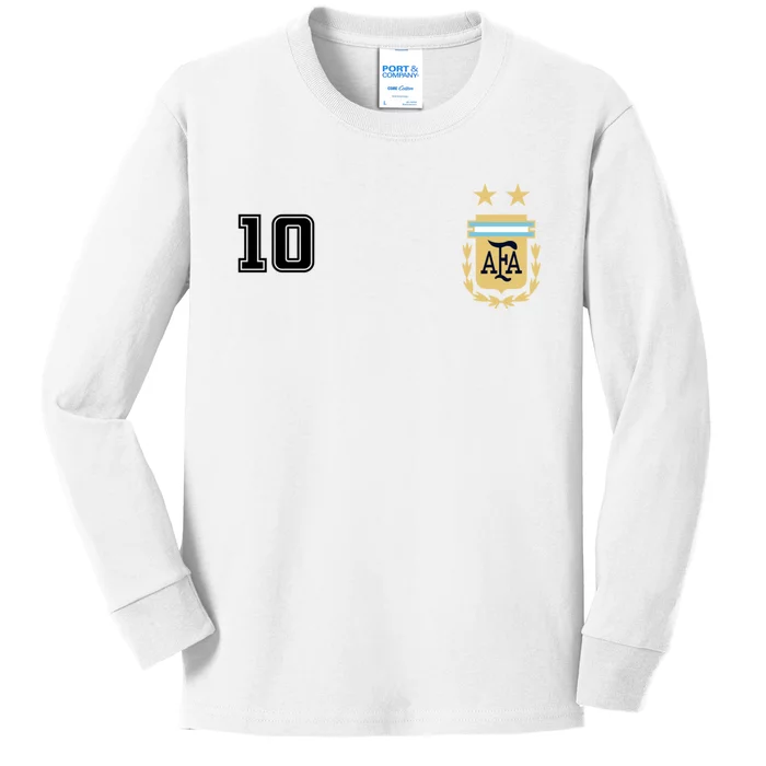 Number 10 Argentina Soccer Jersey Argentinian Football Kids Long Sleeve Shirt