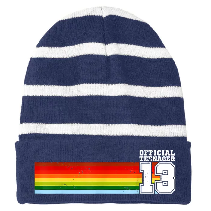 Nager 13th Birthday Gift 13 Year Old Boys Girls Striped Beanie with Solid Band