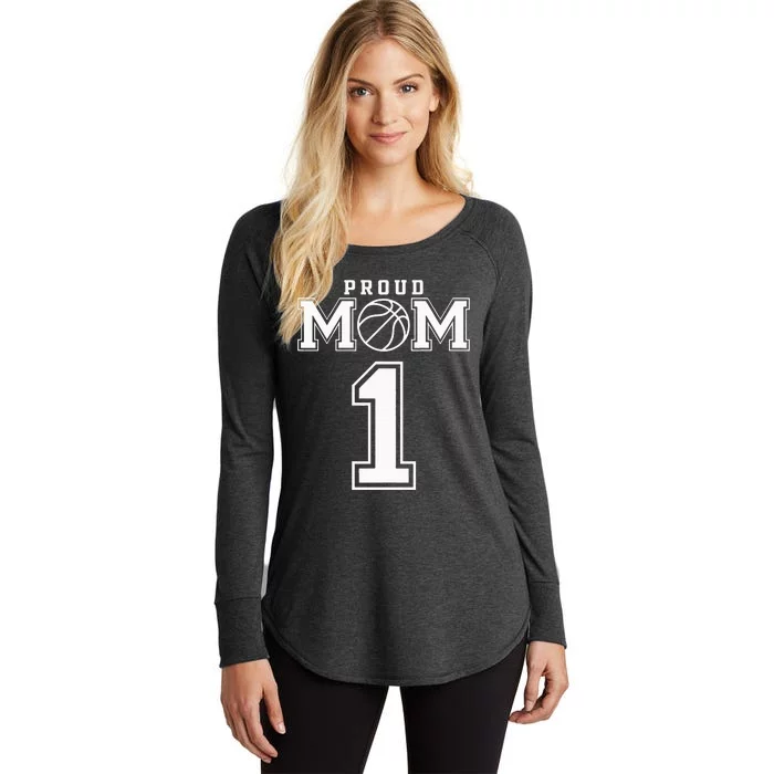 Number 1 Custom Proud Basketball Mom Personalized For Women Women's Perfect Tri Tunic Long Sleeve Shirt