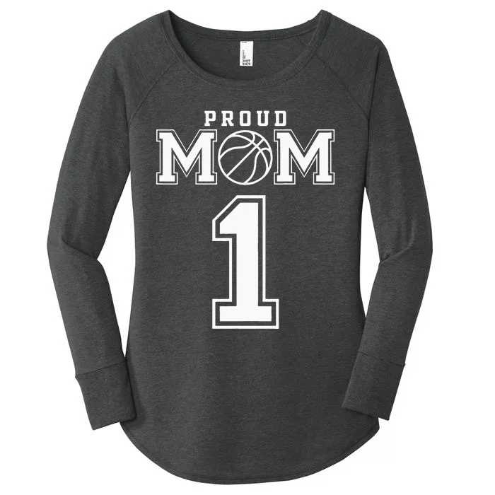 Number 1 Custom Proud Basketball Mom Personalized For Women Women's Perfect Tri Tunic Long Sleeve Shirt