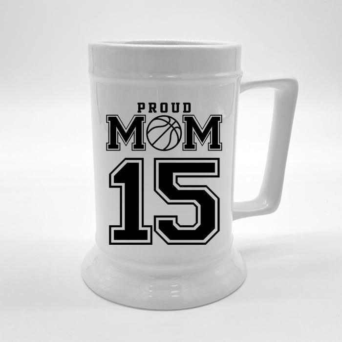 Number 15 Custom Proud Basketball Mom Personalized Meaningful Gift Front & Back Beer Stein