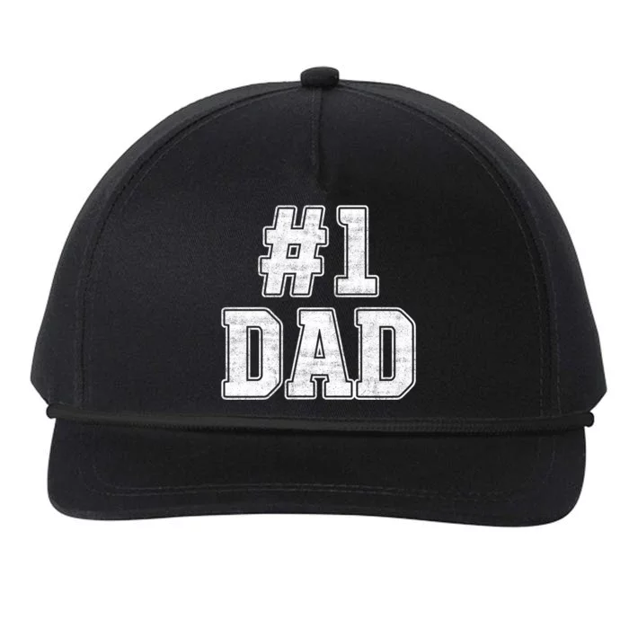 Number 1 Dad Number One Dad Fathers Day Outfit For Daddy Gift Snapback Five-Panel Rope Hat