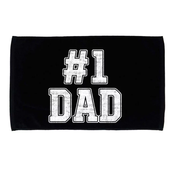 Number 1 Dad Number One Dad Fathers Day Outfit For Daddy Gift Microfiber Hand Towel