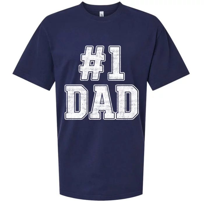 Number 1 Dad Number One Dad Fathers Day Outfit For Daddy Gift Sueded Cloud Jersey T-Shirt