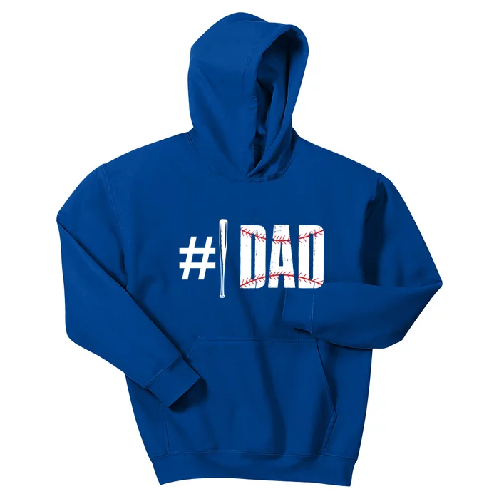 Number 1 Dad Baseball Dad Daddy Sports Player Fathers Day Funny Gift Kids Hoodie