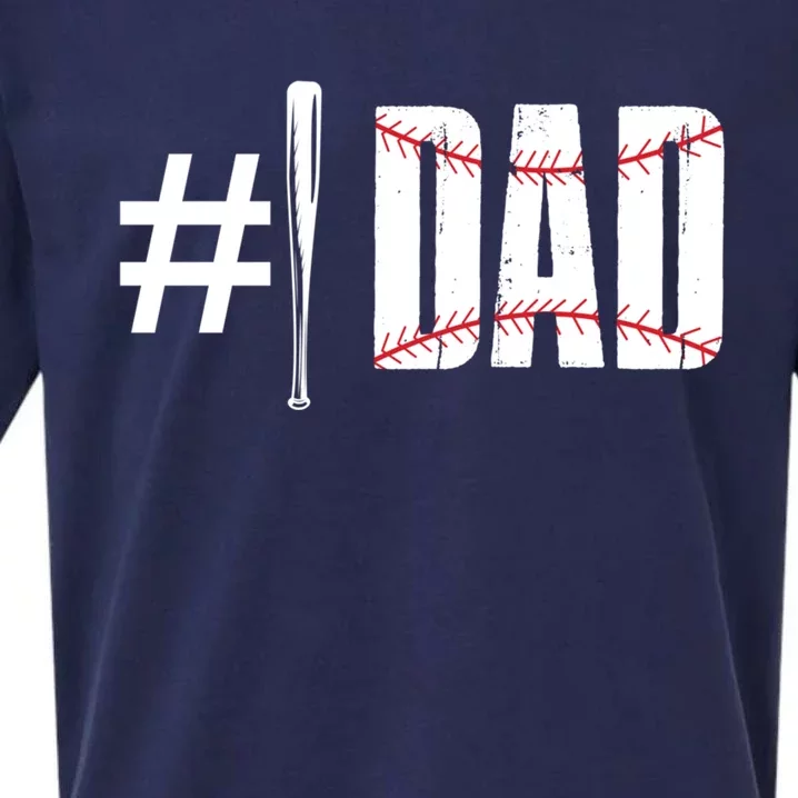 Number 1 Dad Baseball Dad Daddy Sports Player Fathers Day Funny Gift Sueded Cloud Jersey T-Shirt