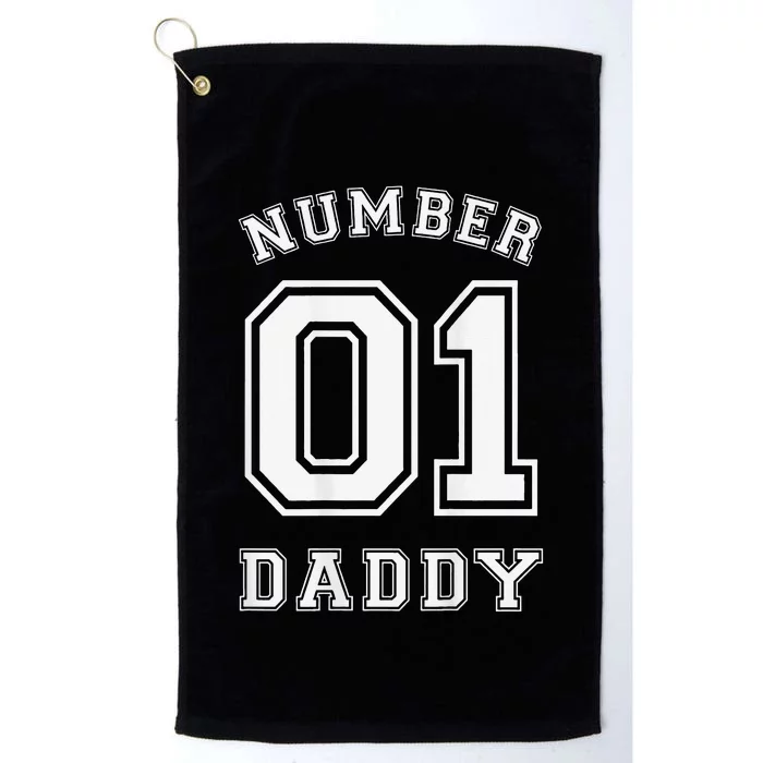 Number 1 Dad Sports Jersey Style for Father's Day Platinum Collection Golf Towel