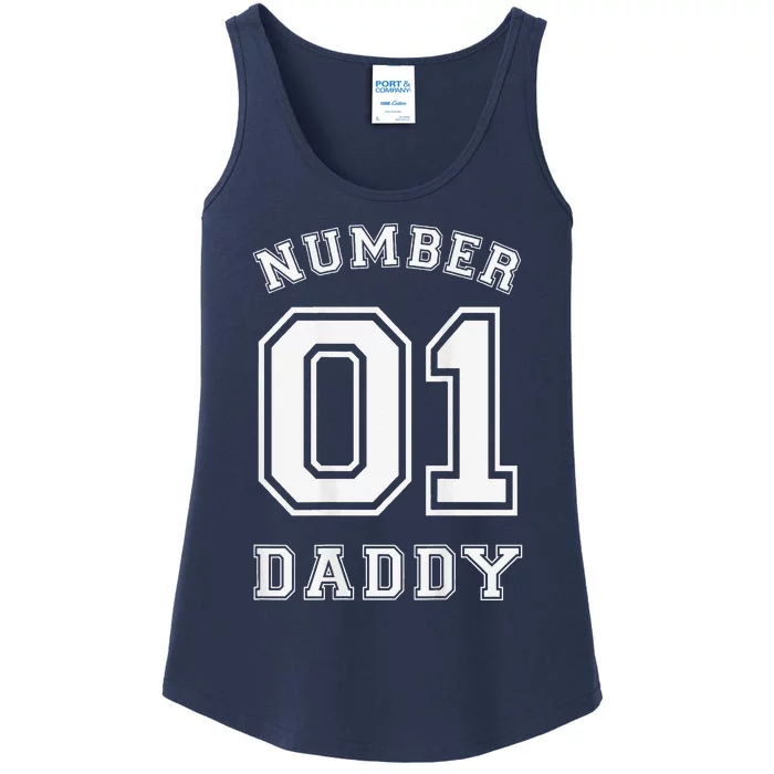 Number 1 Dad Sports Jersey Style For Fathers Day Ladies Essential Tank