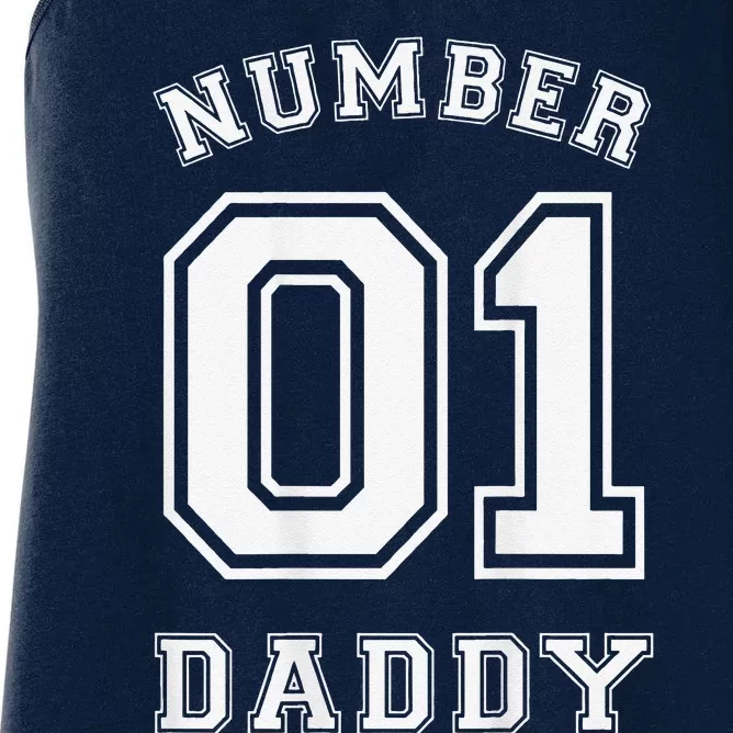 Number 1 Dad Sports Jersey Style For Fathers Day Women's Racerback Tank