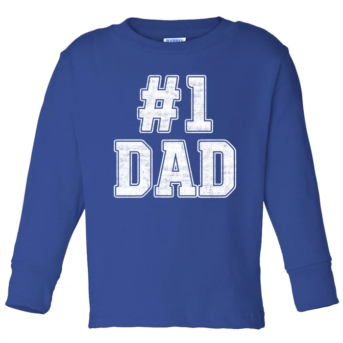 Number 1 Dad Number One Dad Fathers Day Outfit For Daddy Cute Gift Toddler Long Sleeve Shirt