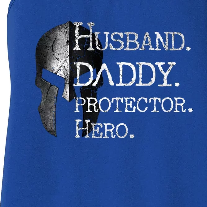 Number 1 Dad Husband Daddy Protector Hero Funny Gift Women's Racerback Tank