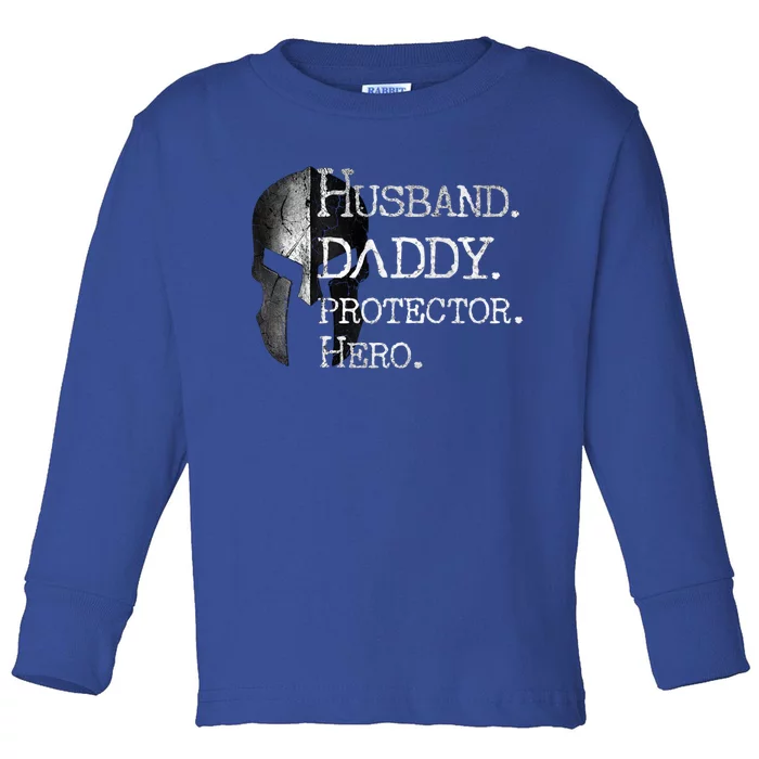 Number 1 Dad Husband Daddy Protector Hero Funny Gift Toddler Long Sleeve Shirt