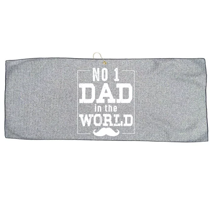 Number 1 Dad In The World Funny Fathers Day Gift Large Microfiber Waffle Golf Towel