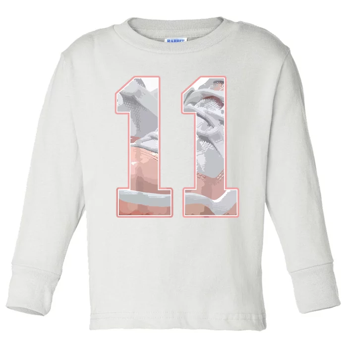 Number 11 Low Legend Pink 11s Matching Toddler Long Sleeve Shirt