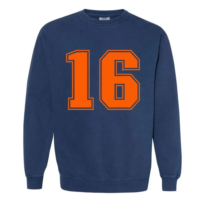 Number 16 Orange Sports Jersey Lucky Number Garment-Dyed Sweatshirt