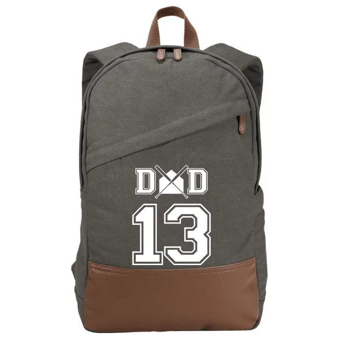 Number 13 Players Biggest Fan For Baseball Or Softball Dad Gift Cotton Canvas Backpack