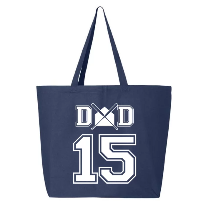 Number 15 Players Biggest Fan For Baseball Or Softball Dad Gift 25L Jumbo Tote