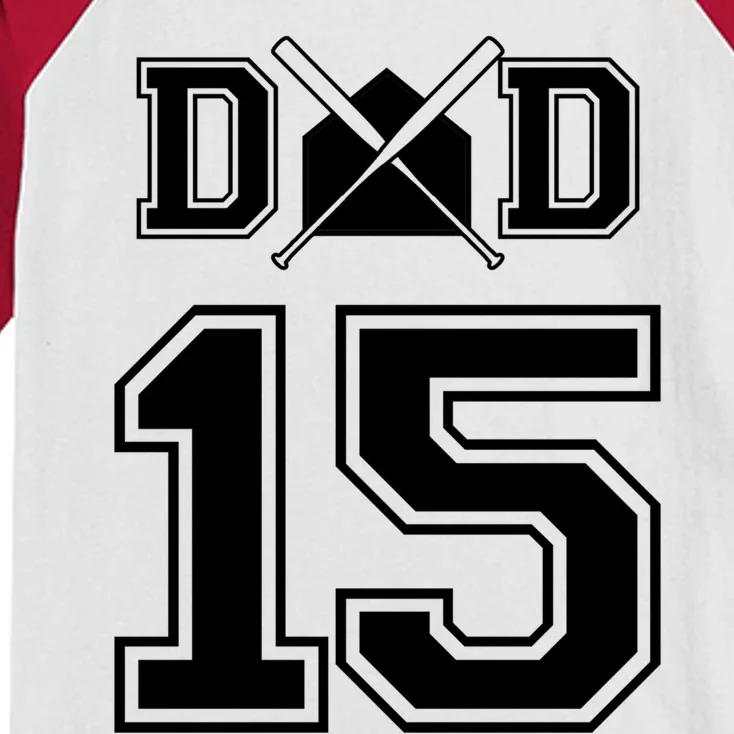 Number 15 Players Biggest Fan For Baseball Or Softball Dad Gift Kids Colorblock Raglan Jersey