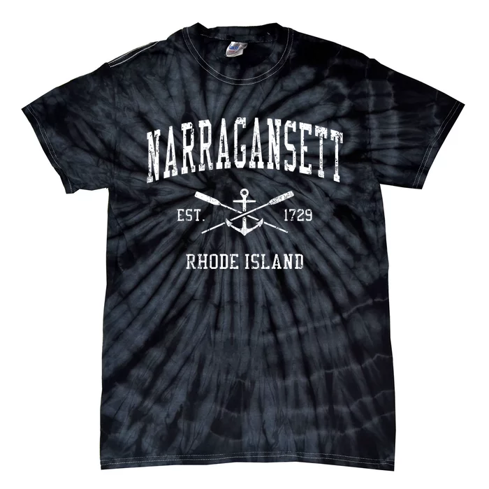 Narragansett 1729 Rhode Island Retro Crossed Oars And Boat Tie-Dye T-Shirt