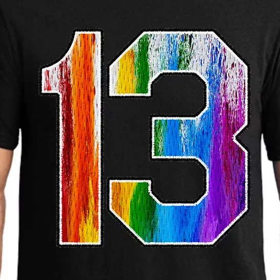 Number 13 Rainbow Pride Powder Tie Dye Flag Sports Fan Wear Pajama Set