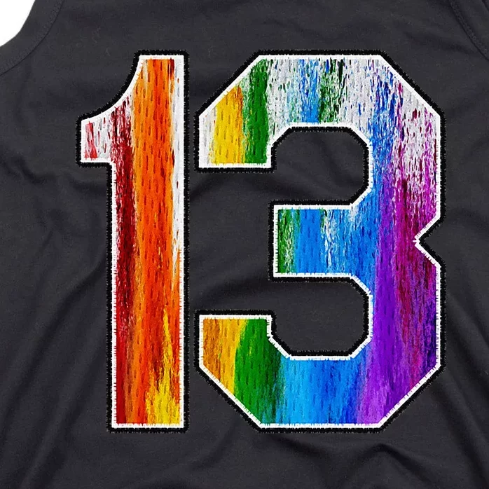 Number 13 Rainbow Pride Powder Tie Dye Flag Sports Fan Wear Tank Top