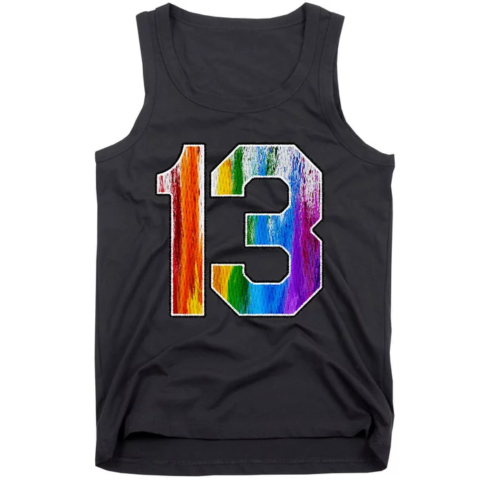 Number 13 Rainbow Pride Powder Tie Dye Flag Sports Fan Wear Tank Top