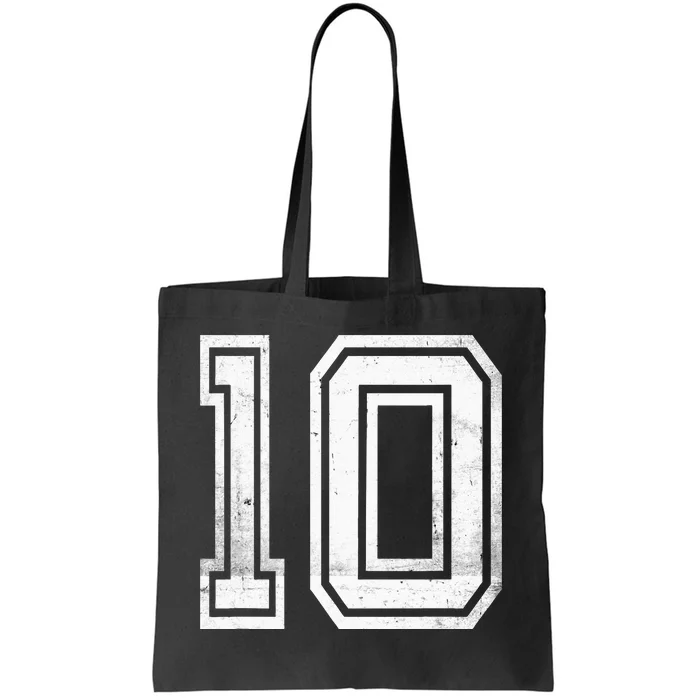 Number 10 Ten Sports Jersey Lucky No. Birthday Age Vintage Tote Bag