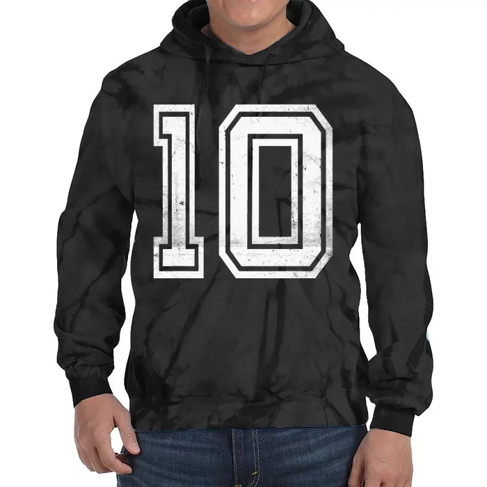 Number 10 Ten Sports Jersey Lucky No. Birthday Age Vintage Tie Dye Hoodie