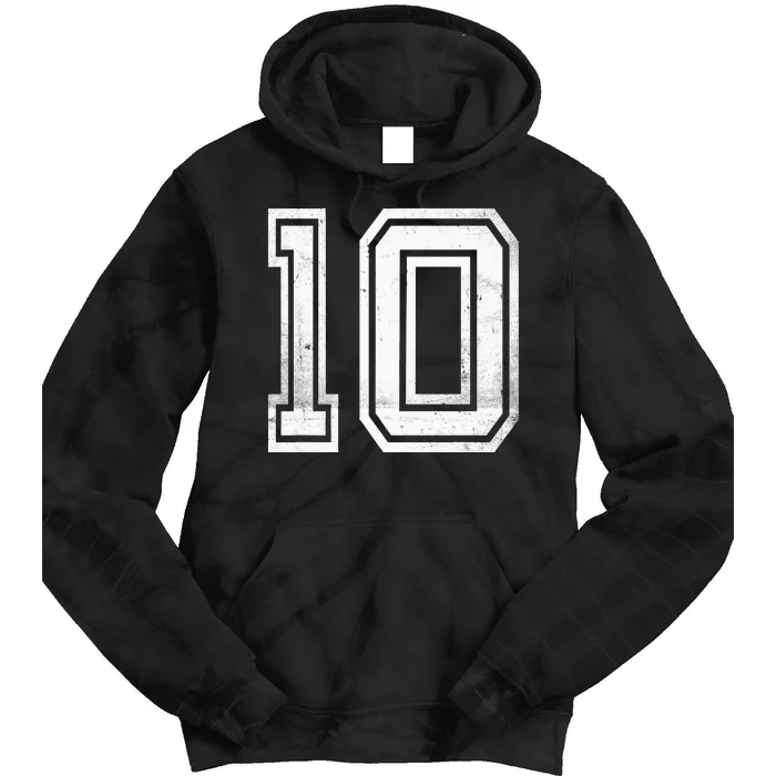 Number 10 Ten Sports Jersey Lucky No. Birthday Age Vintage Tie Dye Hoodie