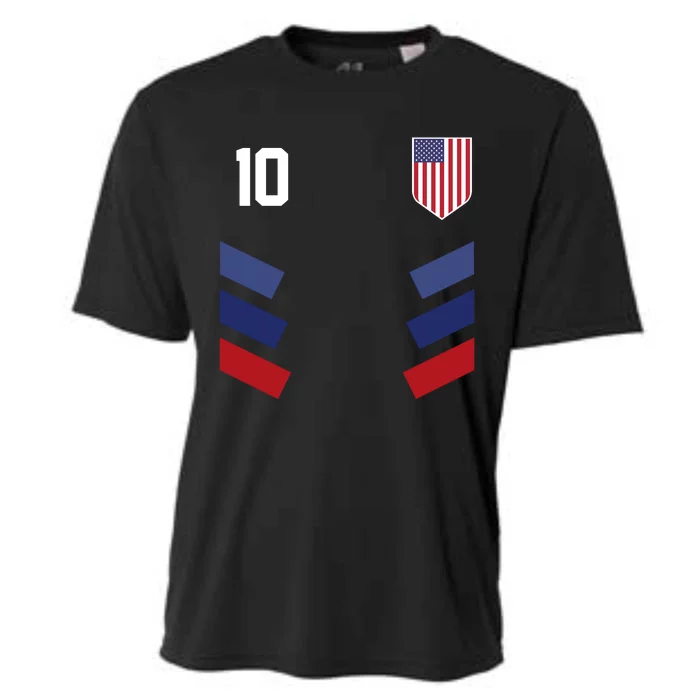 Number 10 USA Soccer American Flag Football Jersey Cooling Performance Crew T-Shirt