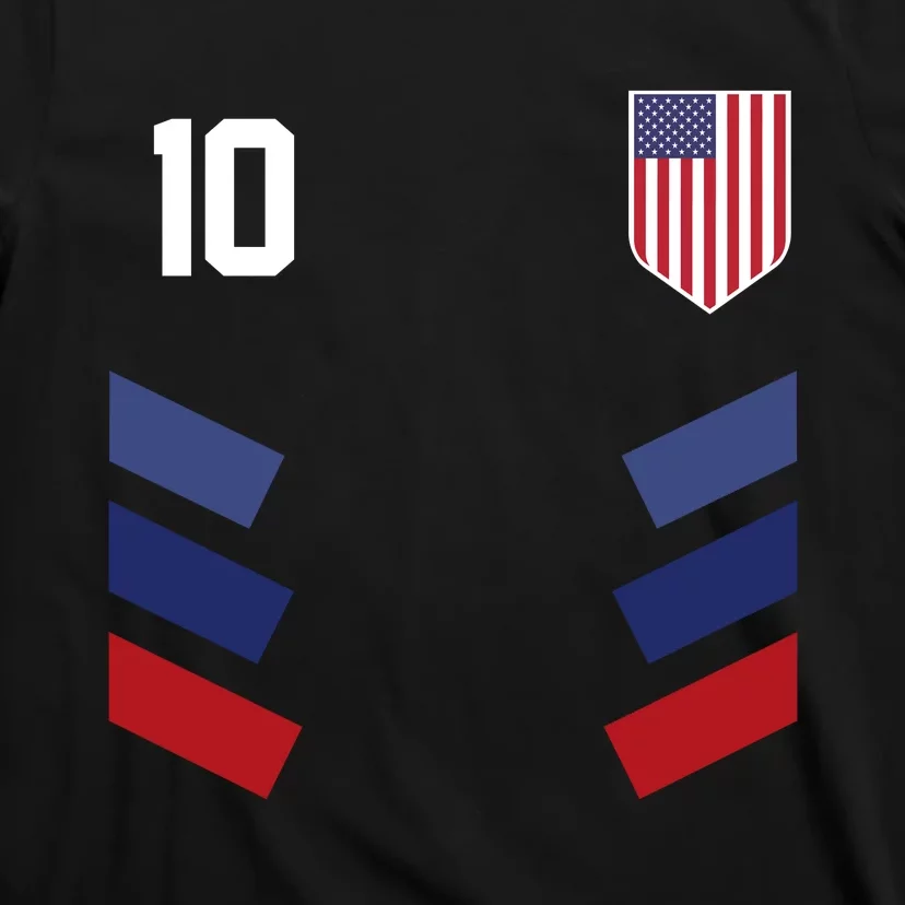 Number 10 USA Soccer American Flag Football Jersey T-Shirt