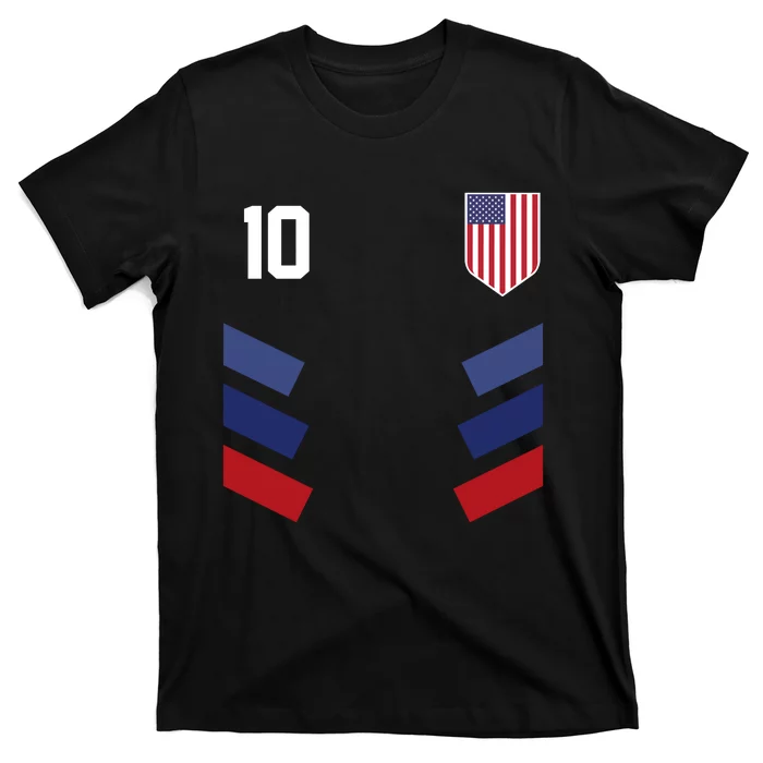 Number 10 USA Soccer American Flag Football Jersey T-Shirt