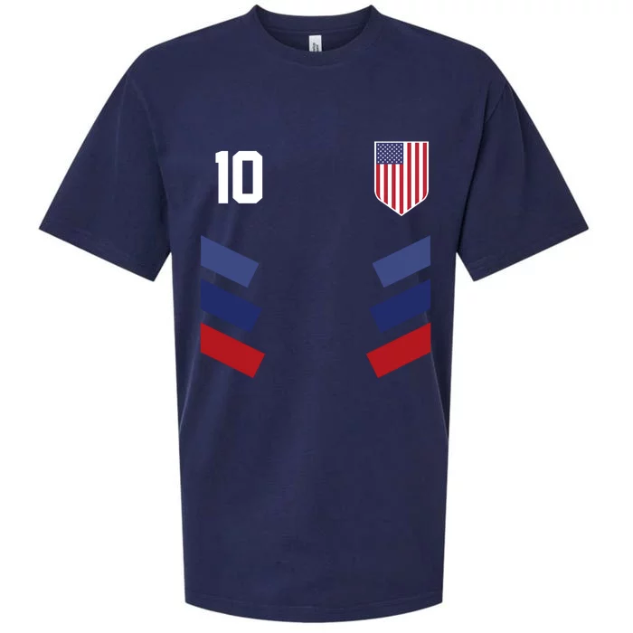 Number 10 USA Soccer American Flag Football Jersey Sueded Cloud Jersey T-Shirt