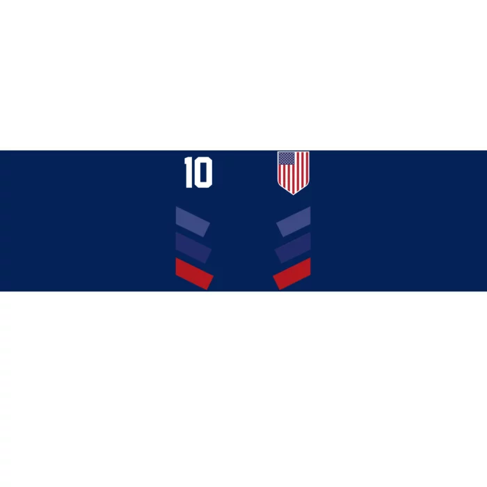 Number 10 USA Soccer American Flag Football Jersey Bumper Sticker