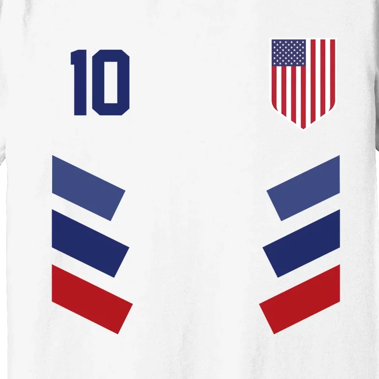 Number 10 USA Soccer American Flag Football Jersey Premium T-Shirt