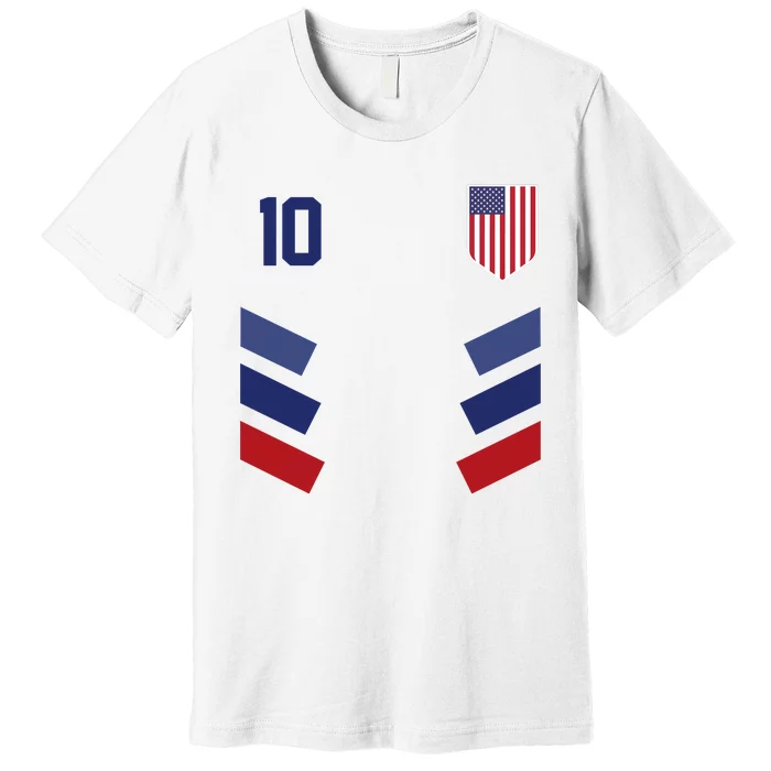 Number 10 USA Soccer American Flag Football Jersey Premium T-Shirt