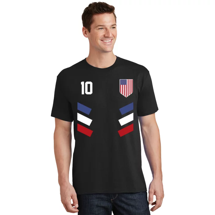 Number 10 USA Soccer American Flag Football Jersey T-Shirt