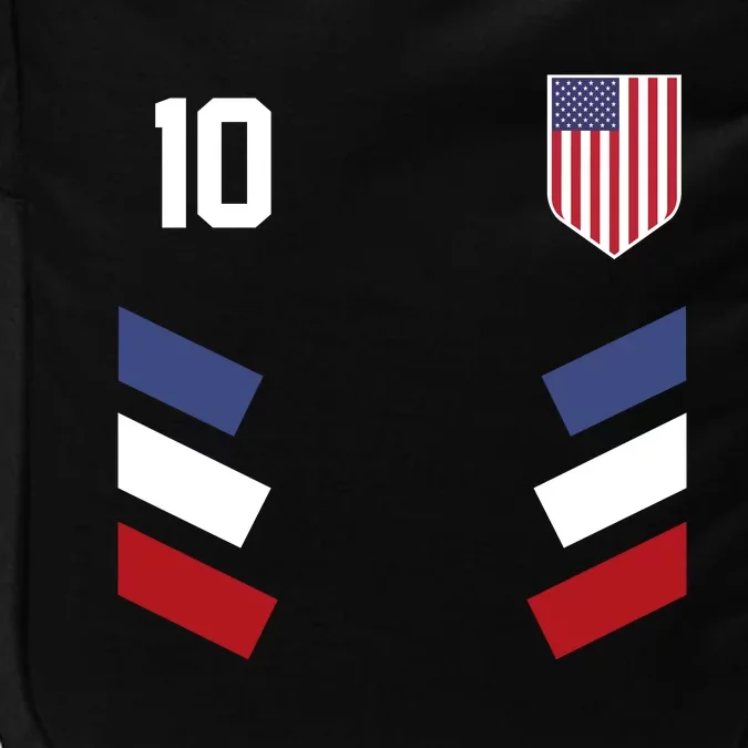 Number 10 USA Soccer American Flag Football Jersey Impact Tech Backpack