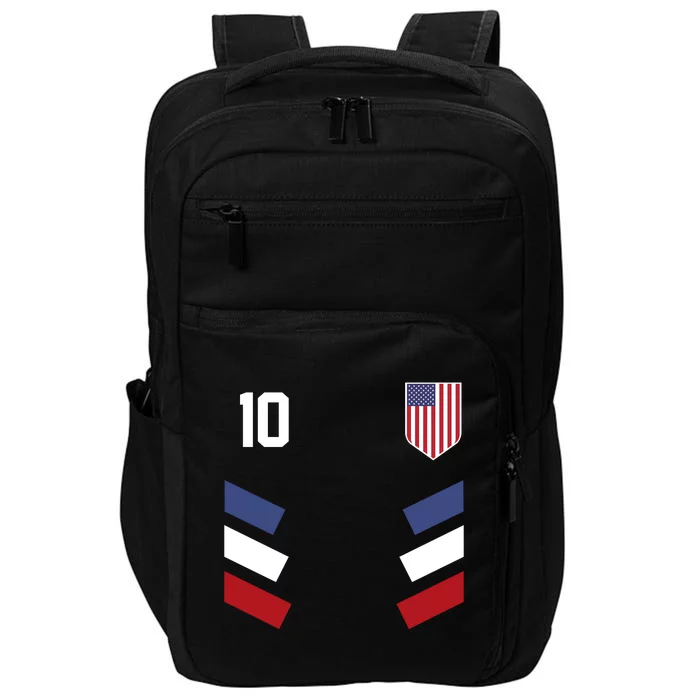 Number 10 USA Soccer American Flag Football Jersey Impact Tech Backpack